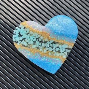 Heart shaped geode inspired coaster